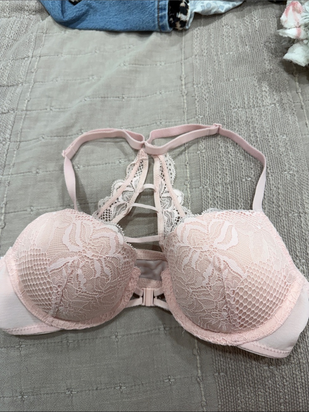 Light Pink lightly lined Demi coverage razorback bra